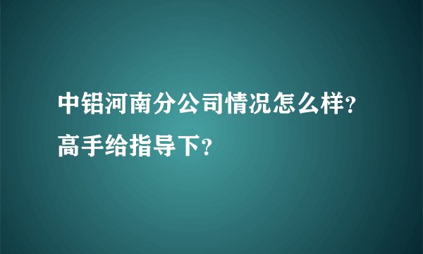 中铝河南分公司情况怎么样？高手给指导下？