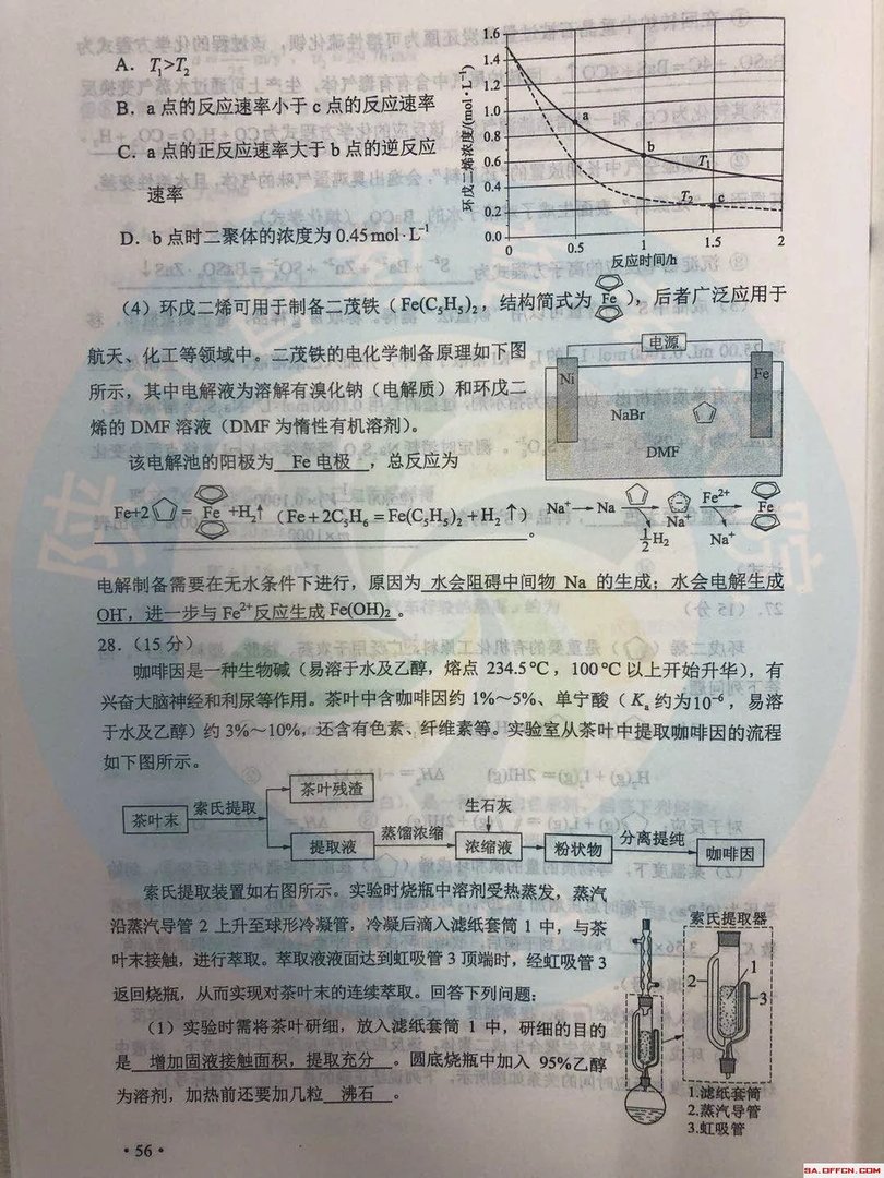 2019年陕西高考理科综合科目试题及参考答案