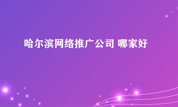 哈尔滨网络推广公司 哪家好