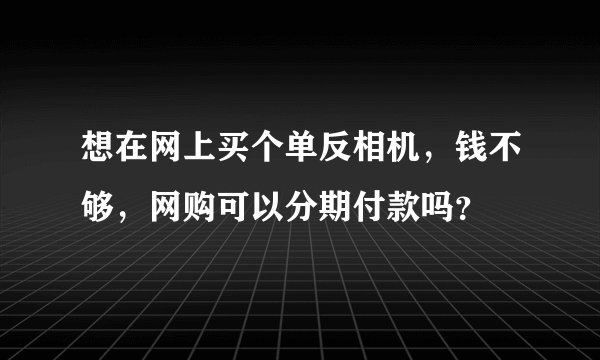 想在网上买个单反相机，钱不够，网购可以分期付款吗？