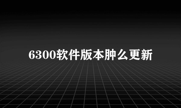 6300软件版本肿么更新