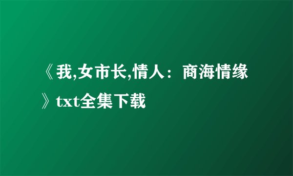 《我,女市长,情人：商海情缘》txt全集下载