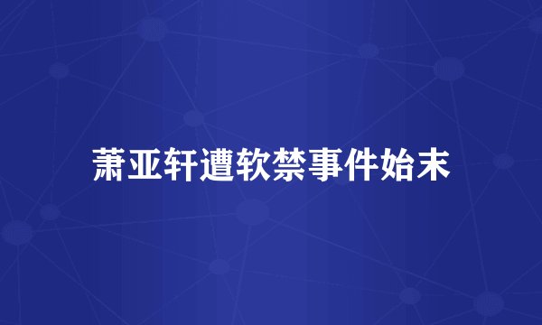 萧亚轩遭软禁事件始末