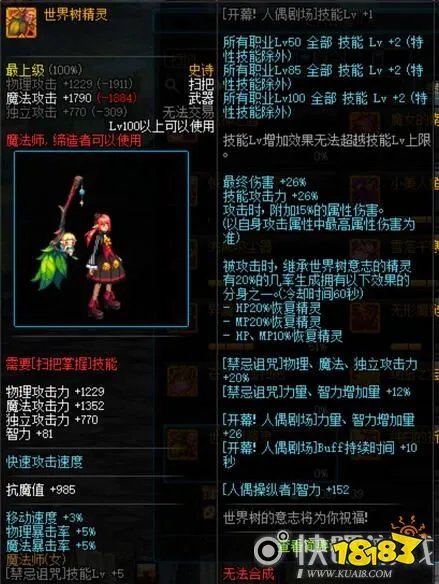 DNF世界树精灵属性 世界树精灵怎么样