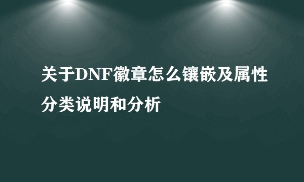 关于DNF徽章怎么镶嵌及属性分类说明和分析