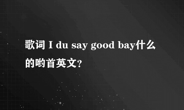 歌词 I du say good bay什么的哟首英文？