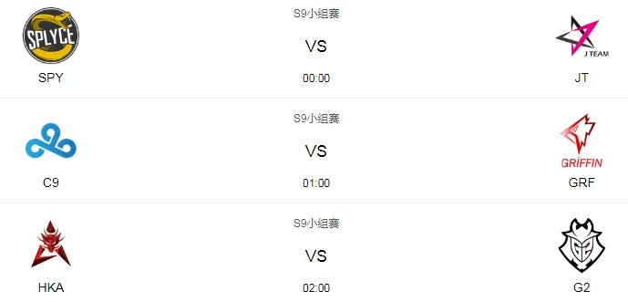 LOL S9小组赛赛程时间一览
