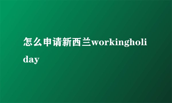 怎么申请新西兰workingholiday