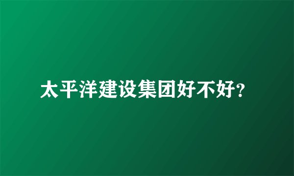 太平洋建设集团好不好？