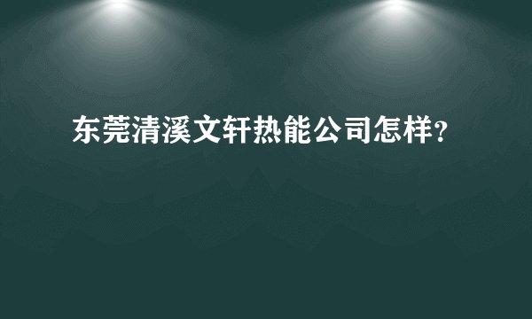 东莞清溪文轩热能公司怎样?