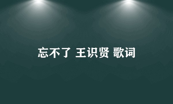 忘不了 王识贤 歌词