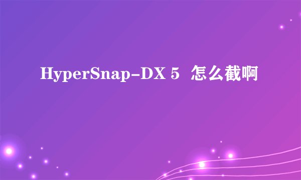 HyperSnap-DX 5  怎么截啊