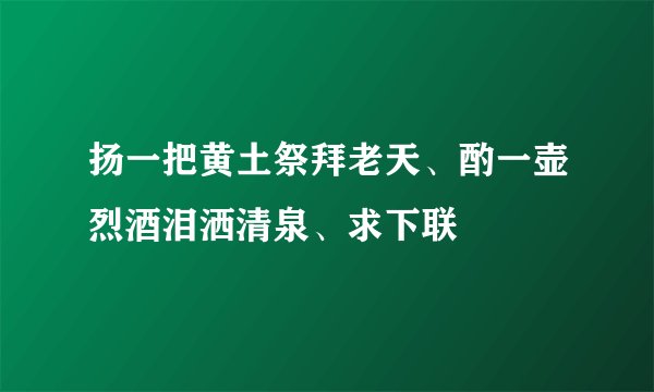 扬一把黄土祭拜老天、酌一壶烈酒泪洒清泉、求下联