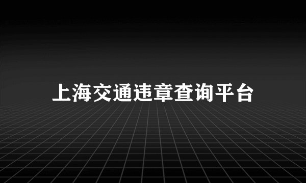 上海交通违章查询平台