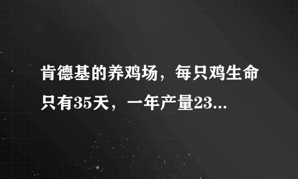 肯德基的养鸡场，每只鸡生命只有35天，一年产量2300万只！