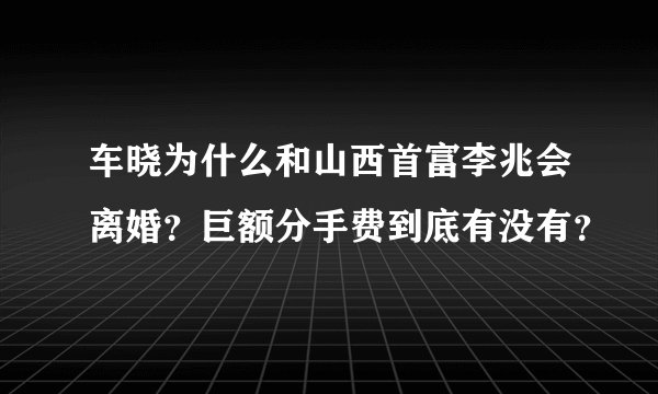车晓为什么和山西首富李兆会离婚？巨额分手费到底有没有？