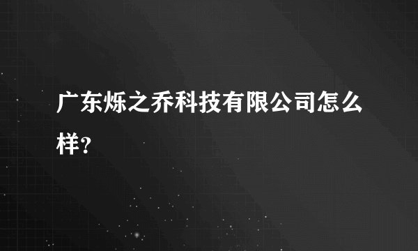 广东烁之乔科技有限公司怎么样？