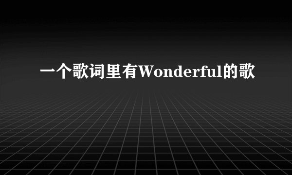 一个歌词里有Wonderful的歌