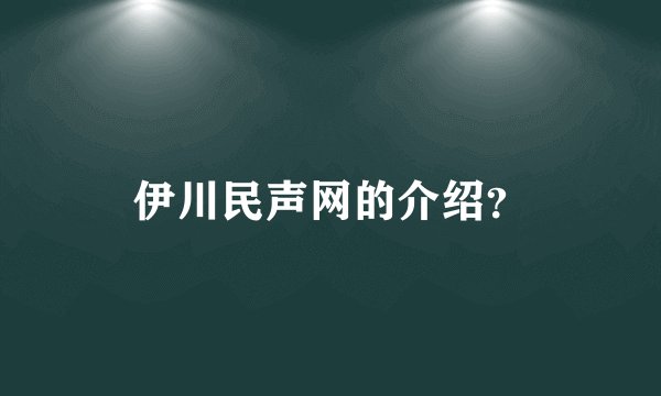 伊川民声网的介绍？