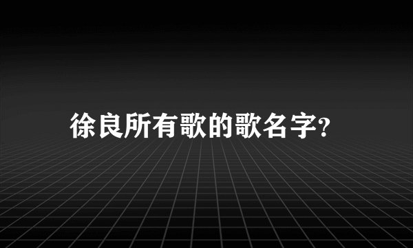 徐良所有歌的歌名字？