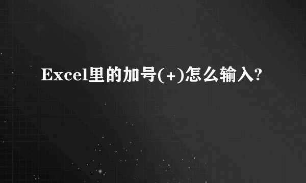 Excel里的加号(+)怎么输入?