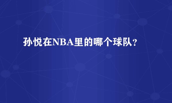 孙悦在NBA里的哪个球队？