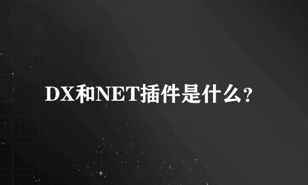 DX和NET插件是什么？