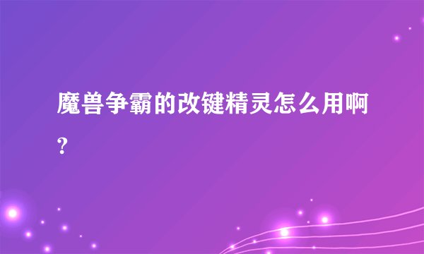 魔兽争霸的改键精灵怎么用啊?
