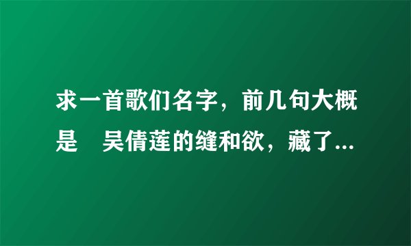 求一首歌们名字，前几句大概是〞吴倩莲的缝和欲，藏了多少脓…〞什么歌？