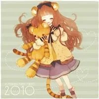 纯色背景，可爱的卡通女生，是全身的，蛮可爱的那种，是什么图片？