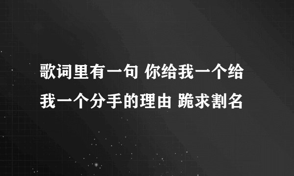 歌词里有一句 你给我一个给我一个分手的理由 跪求割名
