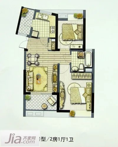 现代简约风格设计 网友晒自己设计两室户装修