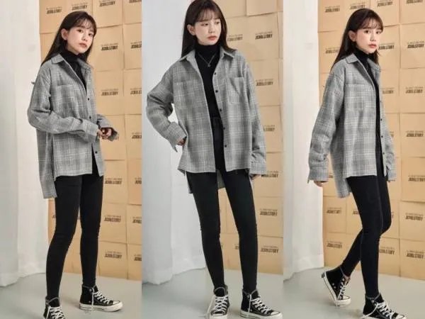 复古格子衬衣式外套怎么搭配？