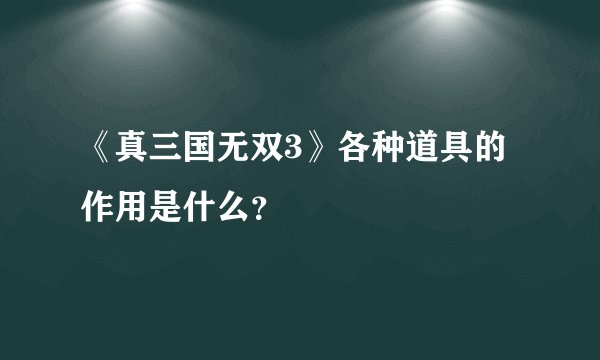 《真三国无双3》各种道具的作用是什么？