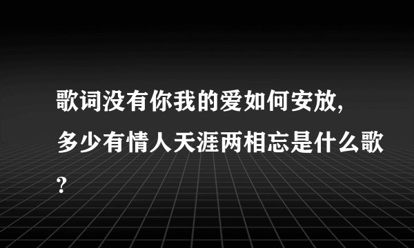 歌词没有你我的爱如何安放,多少有情人天涯两相忘是什么歌？