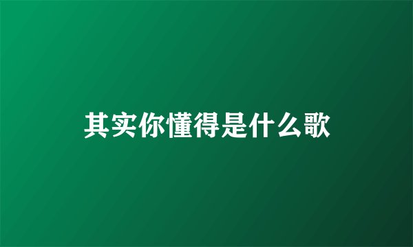 其实你懂得是什么歌