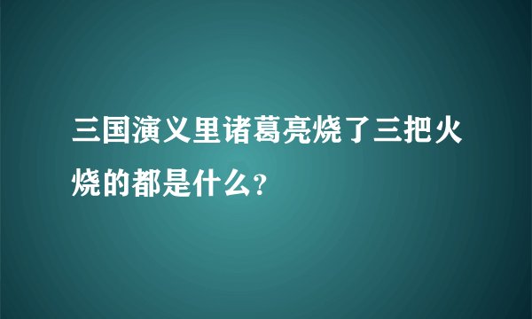 三国演义里诸葛亮烧了三把火烧的都是什么？