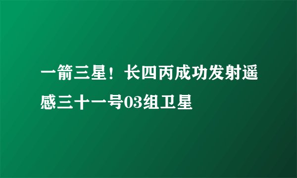 一箭三星!长四丙成功发射遥感三十一号03组卫星
