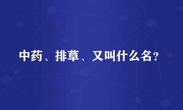 中药、排草、又叫什么名？