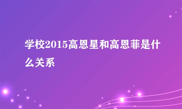 学校2015高恩星和高恩菲是什么关系
