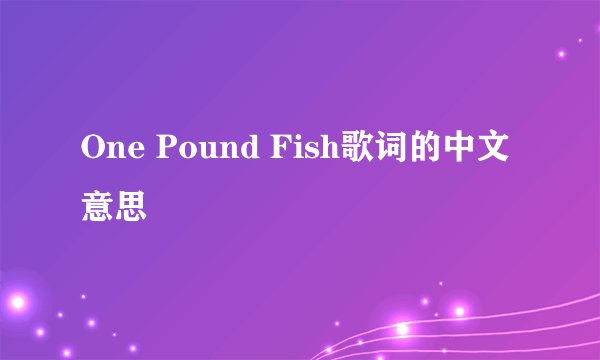 One Pound Fish歌词的中文意思
