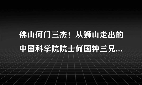 佛山何门三杰！从狮山走出的中国科学院院士何国钟三兄弟回家了！