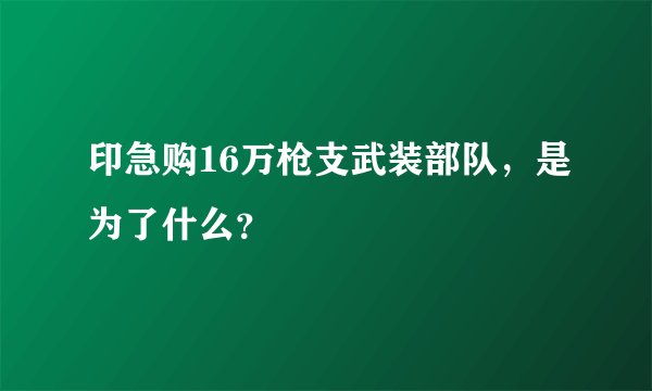 印急购16万枪支武装部队,是为了什么?