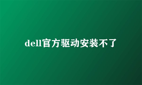 dell官方驱动安装不了