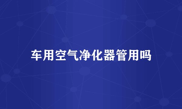 车用空气净化器管用吗