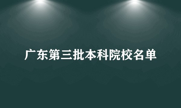 广东第三批本科院校名单