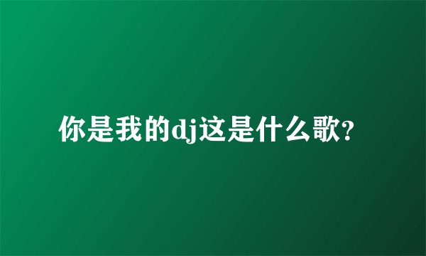 你是我的dj这是什么歌？