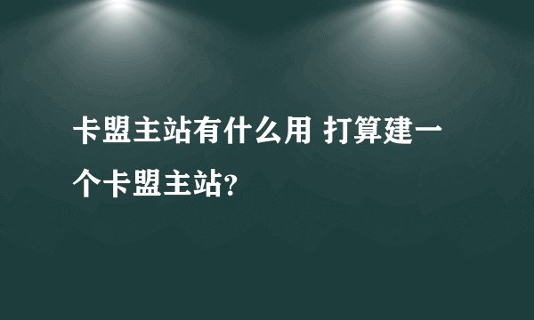 卡盟主站有什么用 打算建一个卡盟主站？