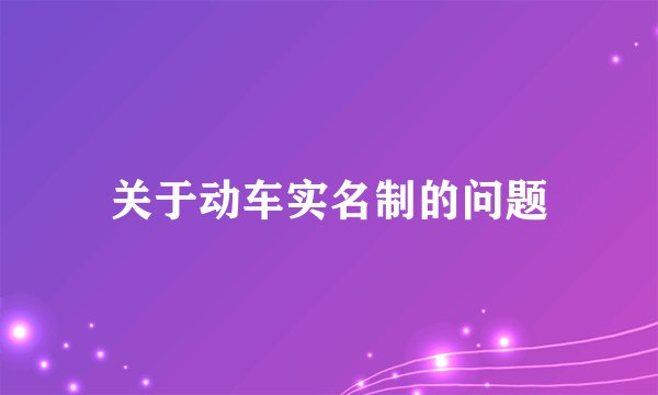 关于动车实名制的问题