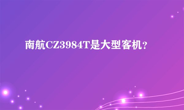 南航CZ3984T是大型客机？